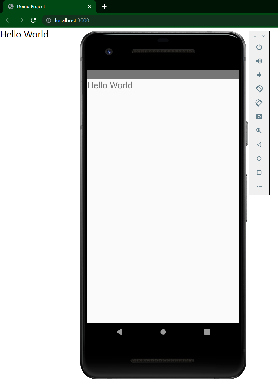 Web and Android view after configuring react-native web